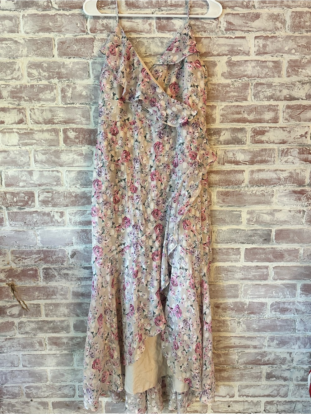 Express Floral Maxi Dress in Beige and Pink